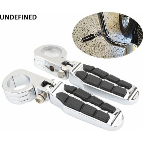 Universal Motorcycle Highway Foot Pegs Footrest 1 1/2" 38mm Engine Guard Mount Clamps For Harley Road King Electra Glide Road