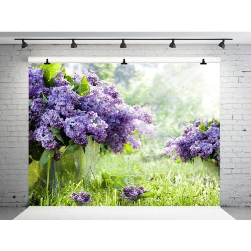 VinylBDS Purple Flowers 10x10ft Wedding Photography Backdrop Countryside Spring Backgrounds For Photo Studio Seamless Background