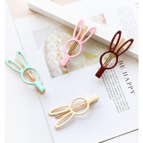 New Arrival Candy Color Solid Hair Clips For Women Girls' Hairpin Bunny Rabbit Ear Barrettes For Kids Hair Accessories