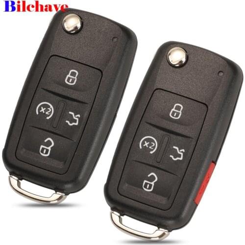 Bilchave 10pcs For Volkswagen VW Sharan multivan t5 Caravelle Fob 4/5 Buttons Flip Remote Car Key Shell Case Replacement