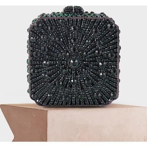 Luxury Dark Green Color Rhinestone Party Purse Fashion Women’s Diamond Crystal Evening Clutch Bag Best Gift Lady Dinner Handbags