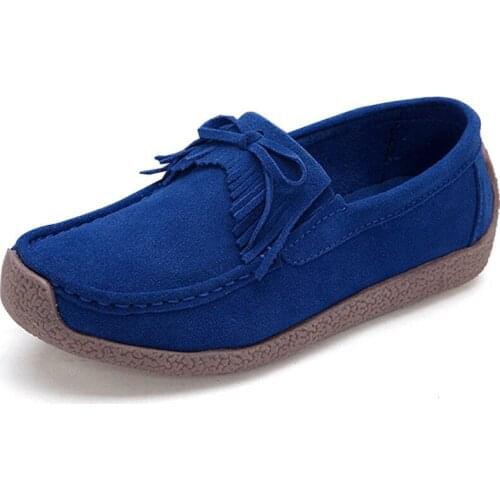New Autumn Genuine Suede Leather Shoes Women Flats Tassel Casual Shoes Woman Spring Ladies Shoes zapatos mujer XKD7012