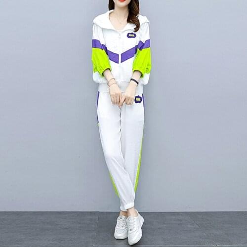 Women Tracksuit Sports Summer 2 Piece Set Outfit Sweatshirt Hoodies Coat Jacket +Pants Suits Sweatpants Sporty Streetwear