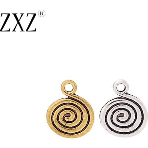ZXZ 20pcs Gold Tone Spiral Swirl Vortex Round Charms Pendants Beads 2 Sided for Bracelet Necklace Jewelry Making Findings