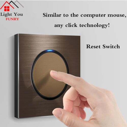 1 2 3 4 Gang 1 Way 2 Way Household Wall Switch Socket Aluminum Brushed Brown Panel LED Indicator Switch 86*86mm