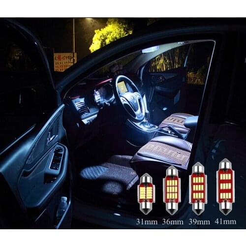 1Pair Auto Car LED Reading Light 31mm 36mm 39mm 41mm 12V 4014 Decoding Instrument Light 6000K 300LM LED Roof License Plate Light