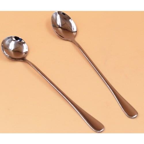 1PC Stainless Steel Small Coffee Spoon Set Cute Tableware Long Handle Spoons Coffee Scoop Kitchen Dinning Bar Tool OK 0580