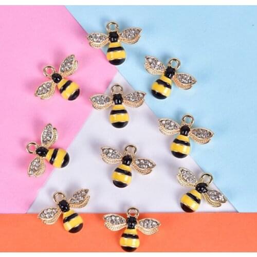 10pcs 14x18mm Enamel Bee Charm For Jewelry Making Cute Earring Pendant Bracelet Necklace Charms Diy Design Charms