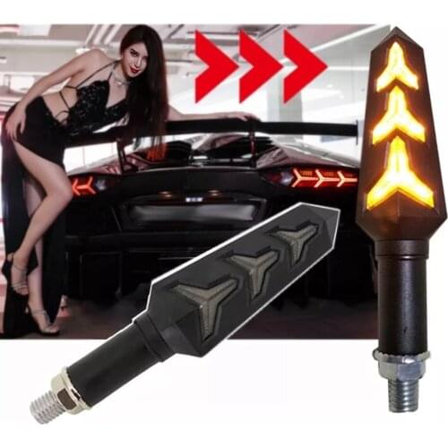 4Pcs Universal Fishbone Flowing Water Motorcycle LED Turn Signal Light Indicators Blinker Flexible Bendable Flicker Amber Lamp
