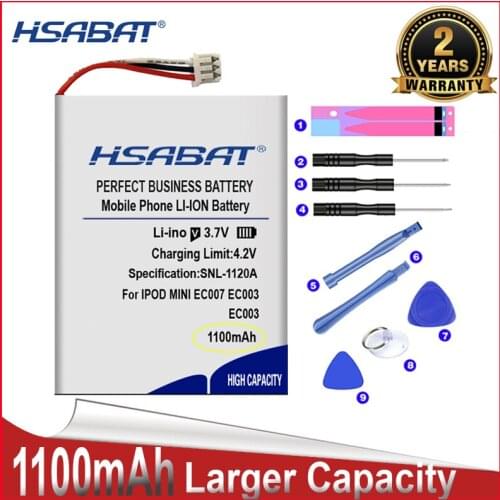 HSABAT 0 Cycle 1100mAh Battery for IPOD MINI EC003 EC007 M9801 M9802 M9806 W065 M9807 A1051 M9805 4GB MP3/4 1st 2nd Gen