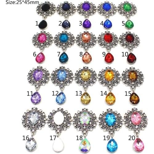 10Pc 25*45mm Sewing Alloy Button Decor Accessories DIY Sewing Beautiful Wedding Wholesale Price Water Drop Brooches Buttons