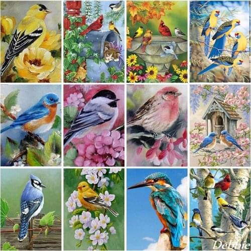 Bird Flower DIY 5D Diamond Painting Cross Stitch Kits Full Square/Round Resin Rhinestones Mosaic Animal Diamond Embroidery Decor