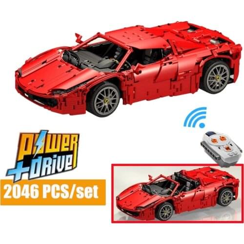 RC Motor Power Function Vehicle Red Spider MOC-1767 Ferrariums 458 Mobile Building Blocks Buildmoc Bricks Birthday DIY Toys Kids