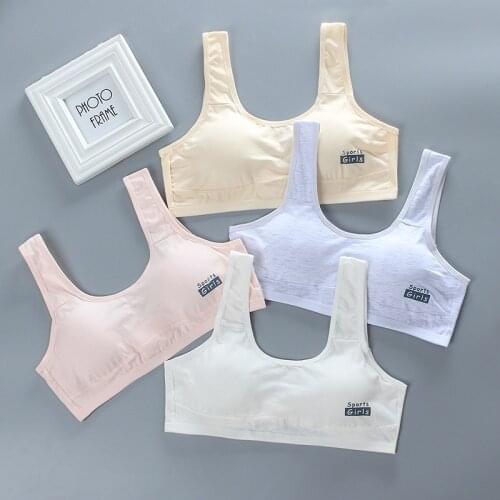 Cotton Girls Bra Teenagers Padded Training Bras Wireless Puberty Teens Tops for Girls Kids Sport Underwear Vest 10-16 Years