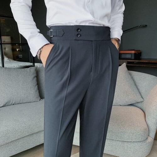 Business Casual Suit Pants Men Clothing Simple Solid Pantalon Homme Formal Wear Slim Fit Straight Office Trousers