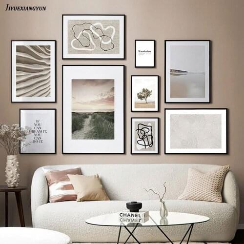 Home Decor Scandinavian Green Grass Abstract Nature Landscape Painting Canvas Poster Nordic Wall Art Print Line Drawing Picture