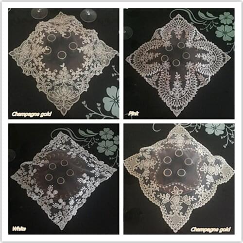 European Embroidery Transparent Square Table Mat Coaster Fruit Plate Dessert Tea Set Cover Cloth Living Room Kitchen Decoration
