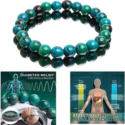 Chrysocolla Malachite Bracelets For Women Men Natural Stone Beads Bracelet Round Shape Diabetes Relief Bracelet Jewelry Gift