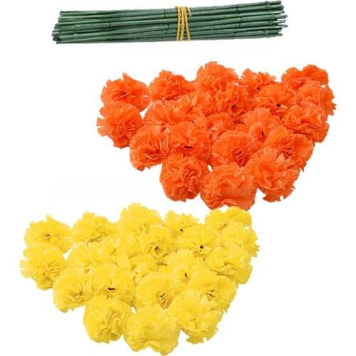 50Pcs DIY Carnation Marigold Artificial Flowers Home Decor Little Lilac Halloween Buddhist Decorative Flower