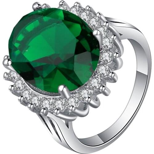 Large CZ Cubic Zirconia Oval Wedding Bands Ring Jewelry White Gold Filled Luxury Women Flower Engagement Rings Dropshipping