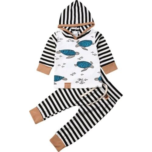 2Pcs Set Newborn Baby Boys Girls Hoodie Striped Tops Long Pants Legging Infant Baby Winter Autumn Warm Outfits Clothes