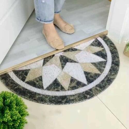 PVC Coil Door Mat Outdoor Entrance Half Round Nordic Floral Printed Carpet Hallway Kitchen Area Rugs Welcome Mats for Front Door