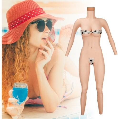 KUMIHO 6G 9-Point Crossdresser Silicone Bodysuit Silicone Breast Forms Fake Boobs Fake Vagina For Transgender Drag Queen Cosplay