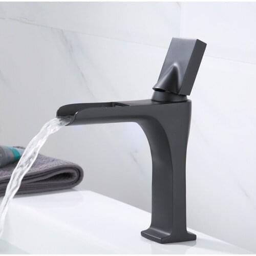 Bathroom Basin Faucets Brass Sink Mixer Tap Hot & Cold Lavatory Crane Single Handle Waterfall Faucet Free Shipping New arrival