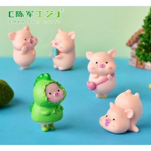 ZOCDOU 1 Piece Cute Pig Small Statue Little Figurine Crafts Figure Ornament Miniatures