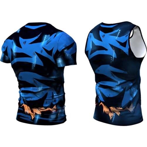 2021 Newest Harajuku Cosplay Anime character 3D Print Men Short Sleeve Summer Tops Blue O-neck Fitness Running Sport Tee Shirt