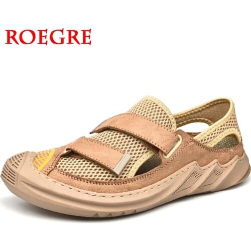 New Summer Mens Sandals Leather Mens Beach Sandals Slippers Outdoor Soft Men Wading Non-slip Mens Sneakers Zapatillas Hombre