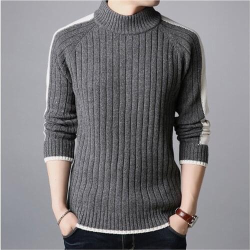 Men Long Sleeve O-Neck Sweater Autumn Winter Sweater Men Arrival Casual Pullover Patchwork Knitted Solid Men Sweater MZM054