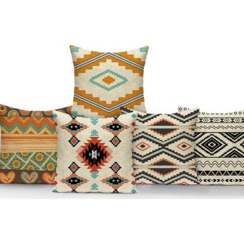 Geometry Cushion Cover Linen Cotton Boho Mandala Home Decorative Pillow Cover Sofa Ethnic Style Bohemian Throw Pillow Case