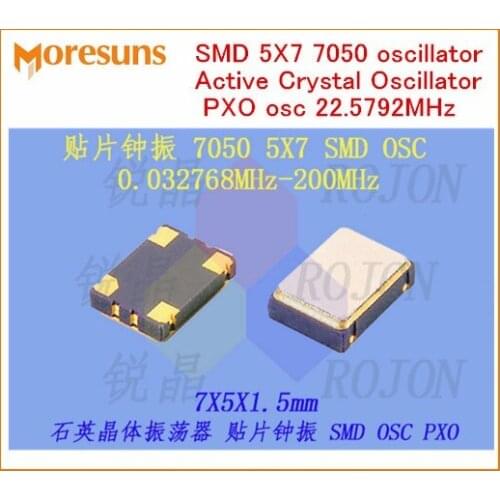 Fast Free Ship 20pcs/lot New SMD 5X7 7050 oscillator active Crystal Oscillator for PXO osc 22.5792MHz