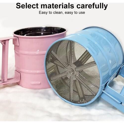 Handheld Flour Sieve Semi Automatic Hand Squeezing Mesh Screen Sugar Flour Sifter Kitchen Baking Tool