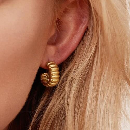 Chunky bold charlotte hoop earrings for women stainless steel gold plated minimalism elegant chic fashion open circle earrings