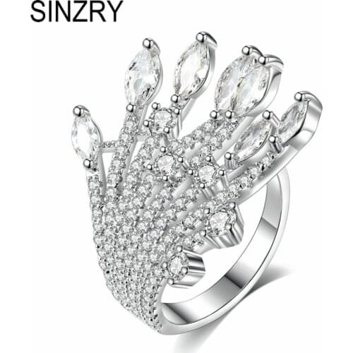 SINZRY Hotsale cubic zirconia adjustable finger ring lady exaggerated leaf shape personality ring
