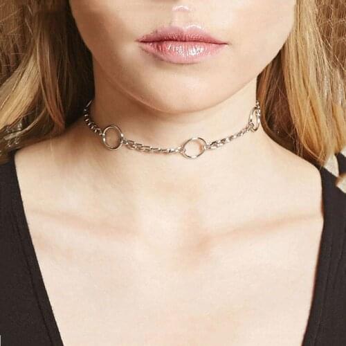 Fashion Round Circle Chain Choker Necklace Women Simple Geometric Clavicle Statement Necklace Collares Jewelry