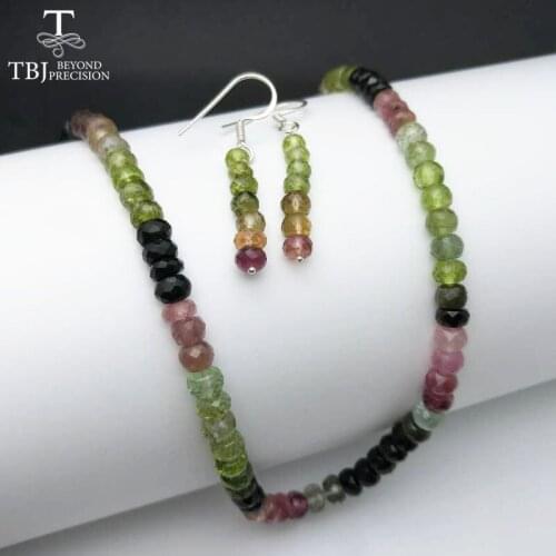 TBJ ,100% Natural fancy color tourmaline gemstone neacklace with 925 silver clasp,luxury big size necklace with box