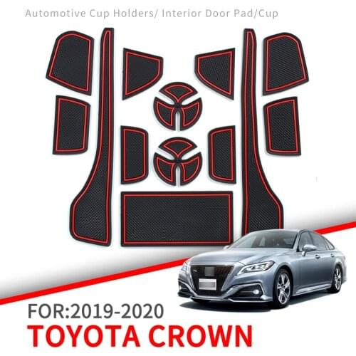 ZUNDUO Anti-Slip Gate Slot Cup Mat For Toyota Crown 2019 2020 Interior Accessories Rubber Door Pad Non-Slip Mats Car Styliny