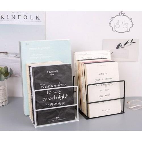 1Pair Wrought Iron Bookends Book Support Simple Desktop Office Magazine Organizer Stand Shelf Holder Book Shelves