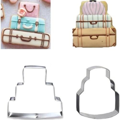 1pcs patisserie reposteria Trunk Baggage Metal Cookie Cutter Sugarcraft Fondant Cake Decor Tools Cupcake Biscuit Pastry Mould