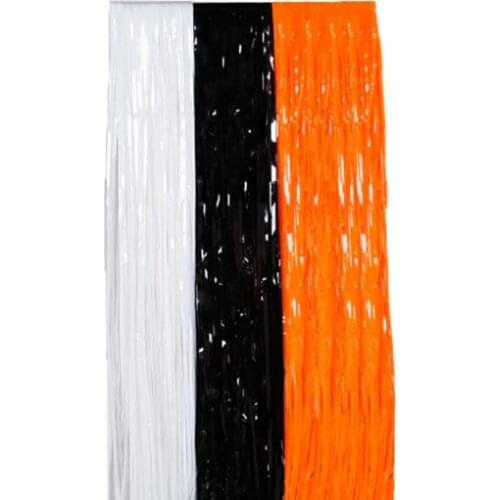 100pcs Black/White/Orange Plastic Shimmer Tinsel Curtain Birthday Halloween Party Backdrop Doorway Decorations