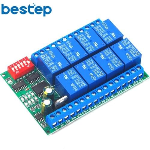 12V 8 Channel RS485 relay Modbus RTU protocol Serial remote control switch PLC control board