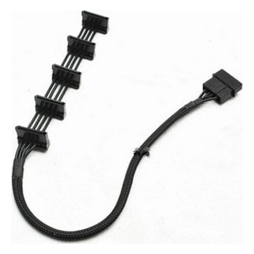 18AWG ATX 4Pin 4P IDE Molex to 5 SATA Serial ATA Power Supply Cord