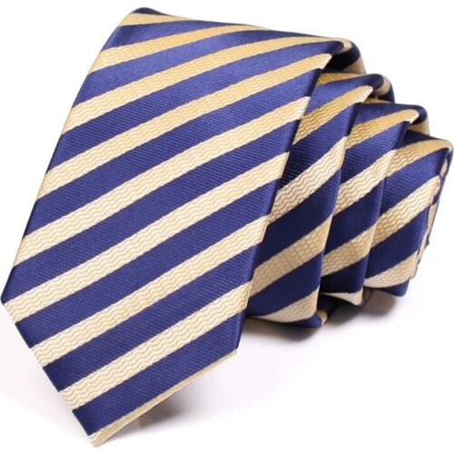2020 New Mens 6CM Blue Striped Tie High Quality Business Suit Work Neck Tie For Men Fashion Formal Necktie Slim Ties Gift Box