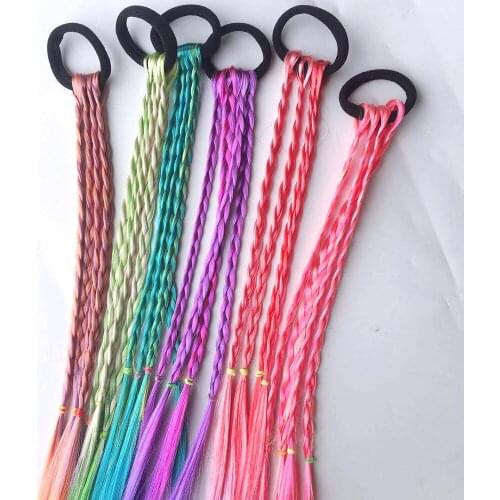2021 Simple Kid Elastic Hair Band Rubber Band Hair Accessories Kids Wig Headband Girls Twist Braid Rope Headdress Child Gift