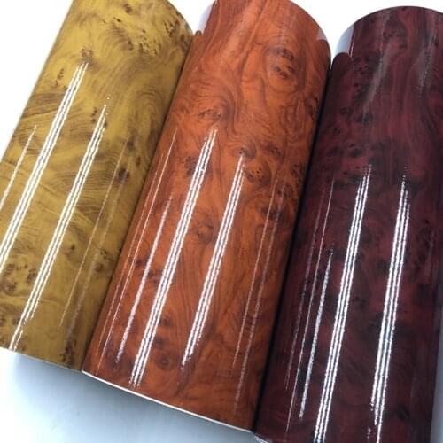 30CM*1/2/3/4/5/6M High Glossy Wood Grain Car Interior DIY Vinyl Sticker Decal Wrap Film Car Styling