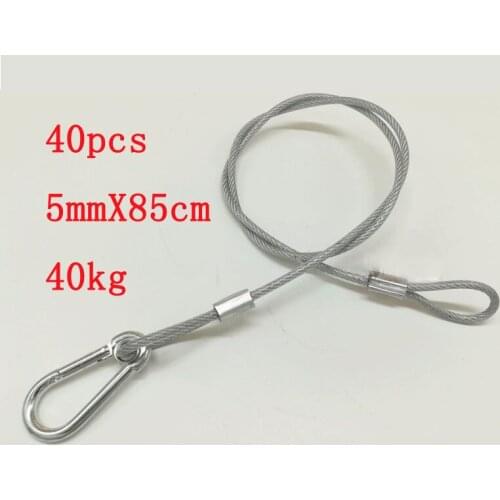 40Pcs/lot Stainless Steel Rope Loading Weight 40kg 85cm Wire Safety Cables With Looped Ends For Securing Stage Lighting