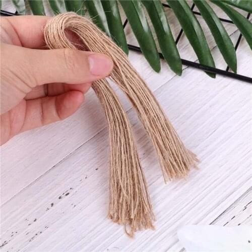 25cm 50pcs Nature Hemp string for Kraft Gift tag Jute Rope Cords for Wedding Party Paper Tag Label Hang Tag